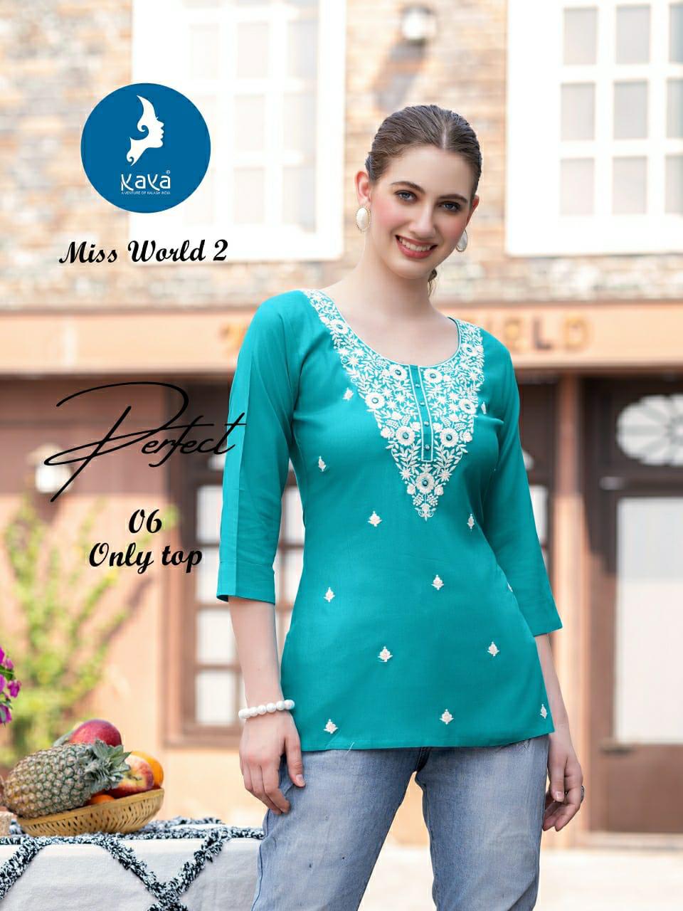 Miss World 2 Kaya Reyon Short Kurtis Manufacturer