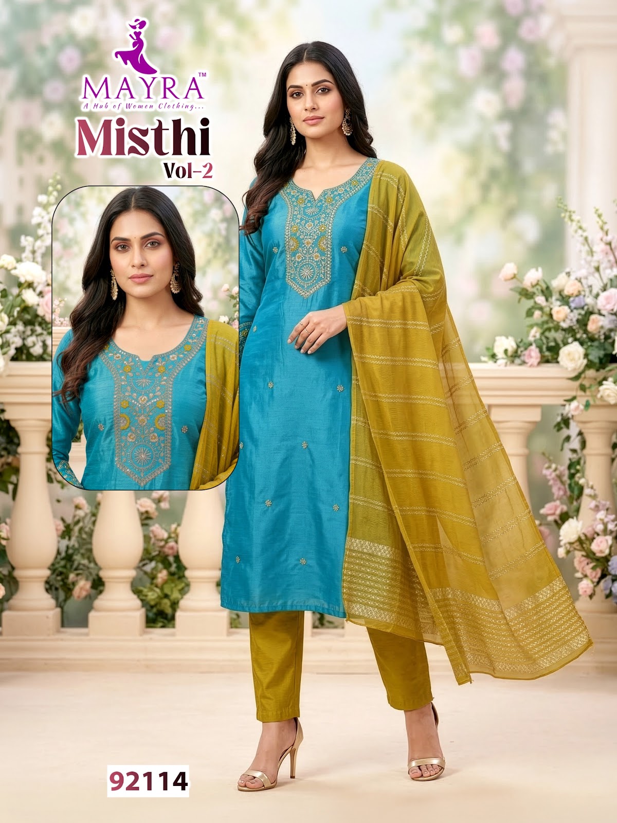 Misthi Vol 2 Mayra Roman Silk Readymade Pant Style Suits Wholesale Price