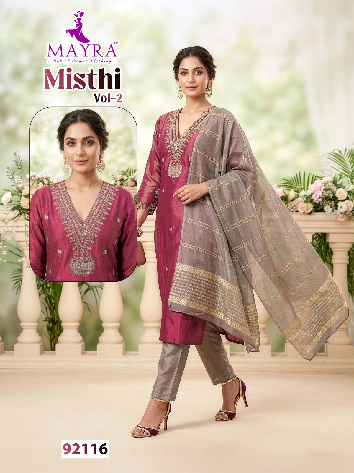 Misthi Vol 2 Mayra Roman Silk Readymade Pant Style Suits Wholesale Price