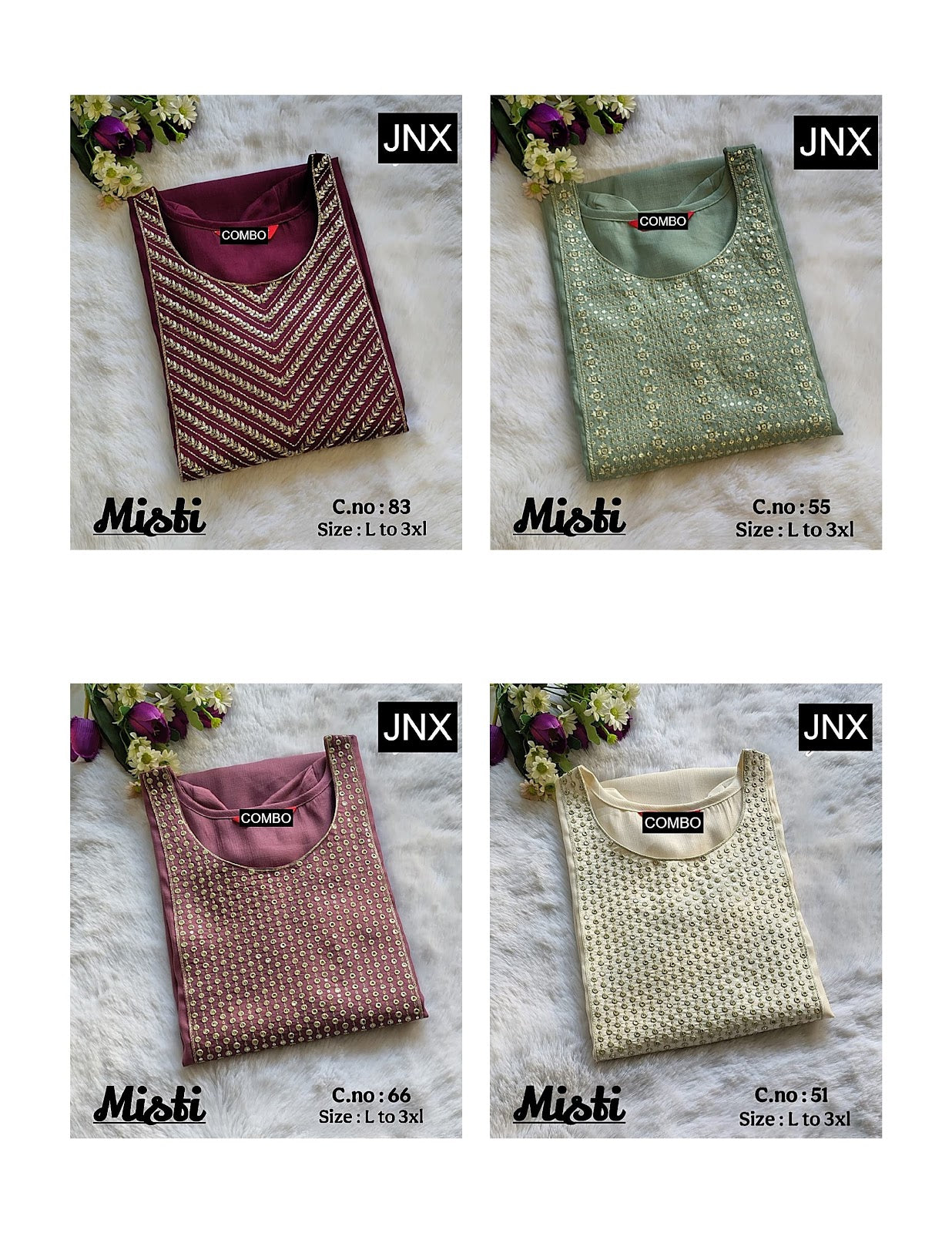 Misti 2412 Jnx Vertican Straight Cut Kurtis Wholesale