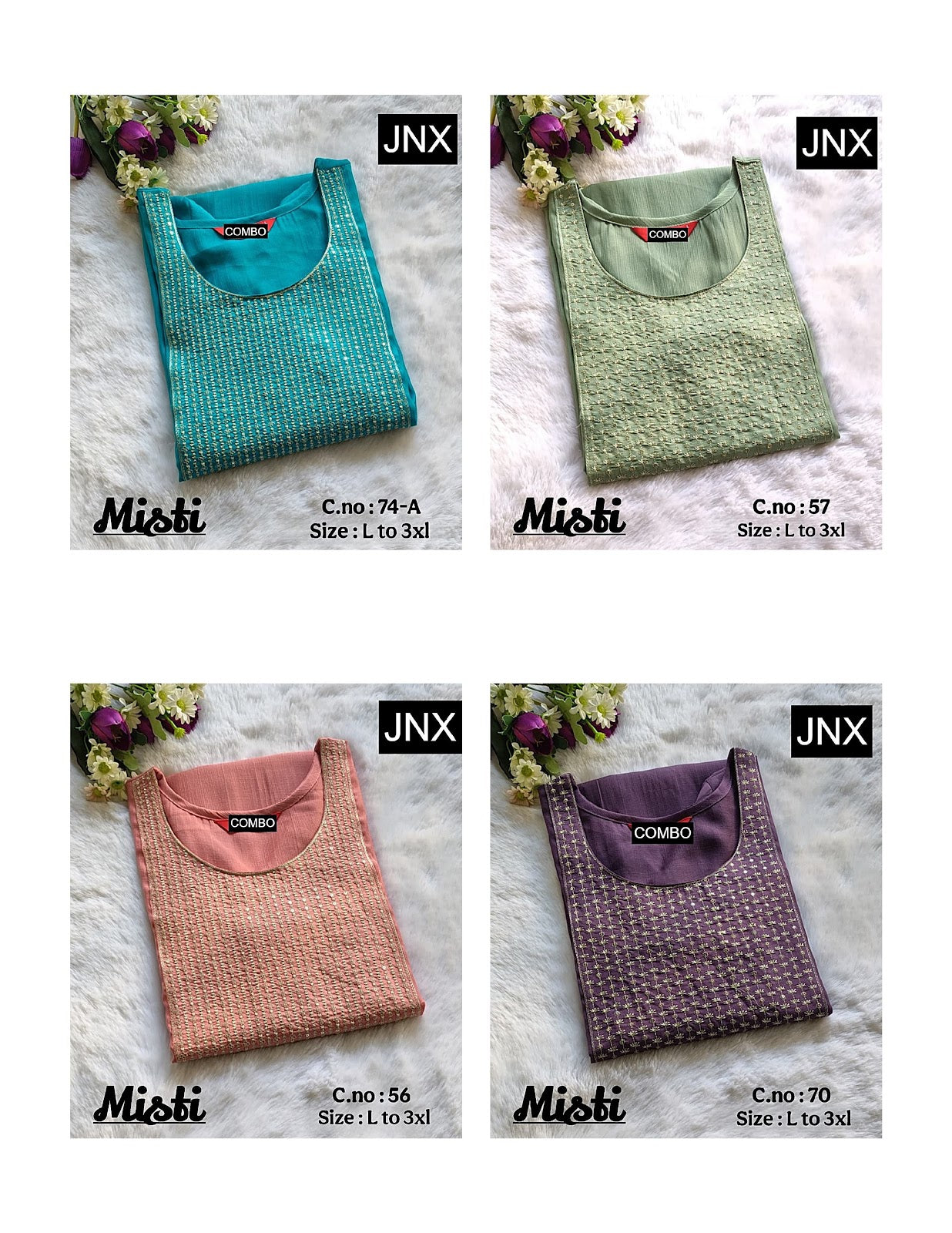 Misti 2412 Jnx Vertican Straight Cut Kurtis Wholesale