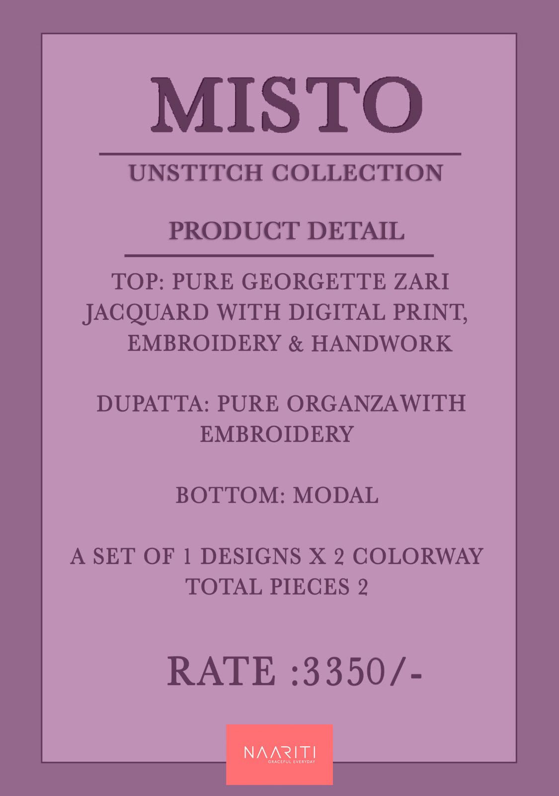 Misto Naariti Georgette Pant Style Suits Wholesaler Ahmedabad