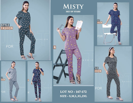 Misty 167-172 Checkers Aop Pyjama Night Suits Supplier India