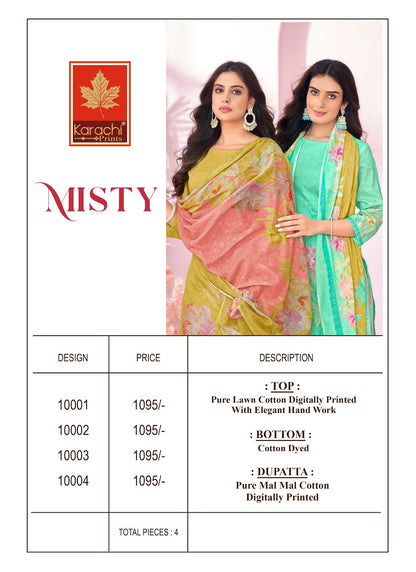 Misty Karachi Prints Pure Lawn Plazzo Style Suits Wholesale Price