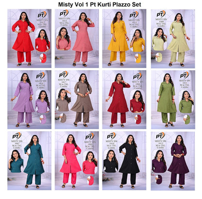 Misty Vol 1 Pt Vertican Kurti Plazzo Set Wholesale Price