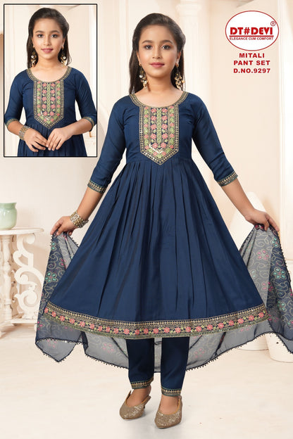 Mitali Dn 9297 Dt Devi Roman Silk Girls Readymade Pant Suits Manufacturer