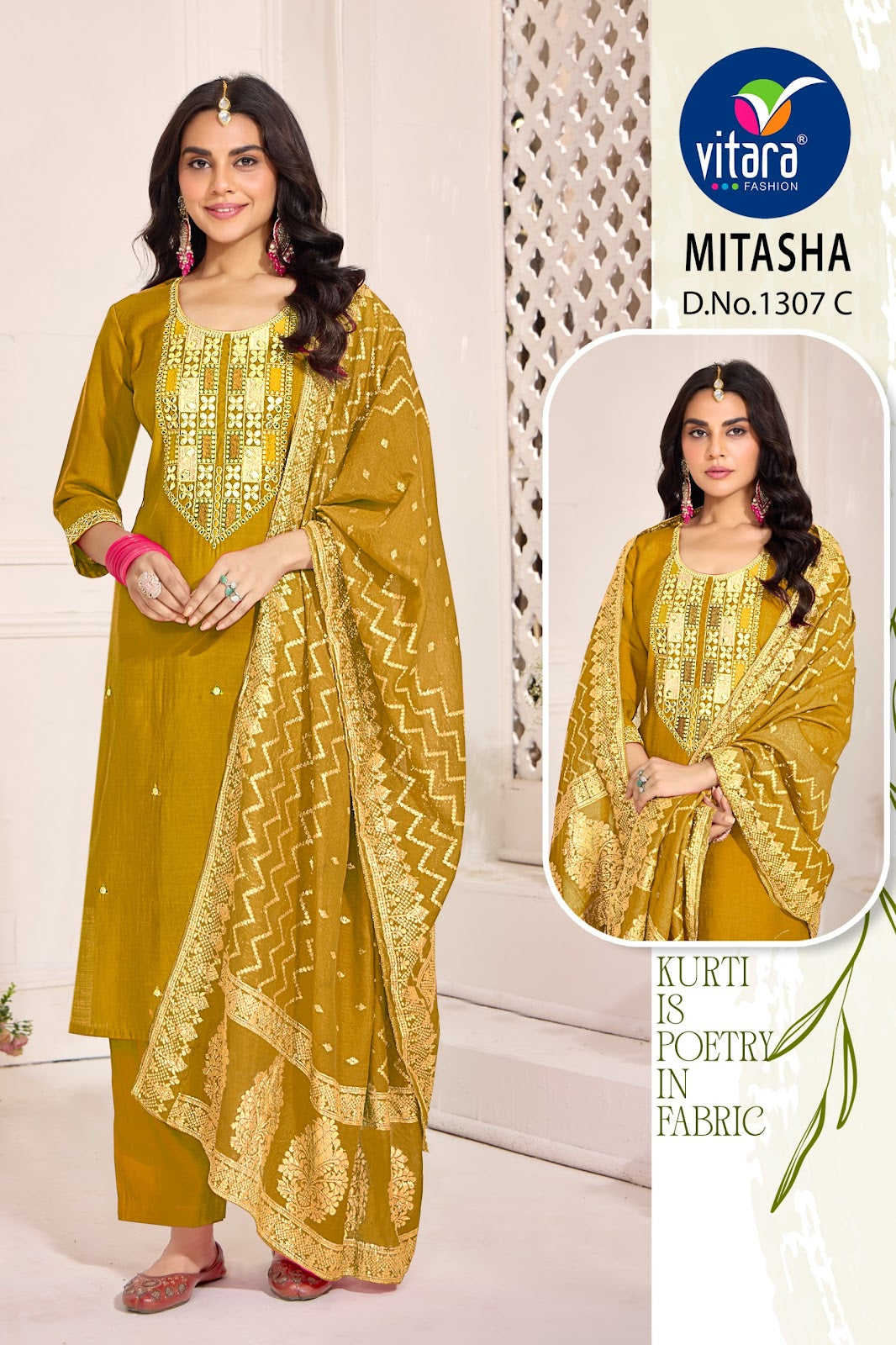 Mitasha Vitara Silk Readymade Pant Style Suits Manufacturer India