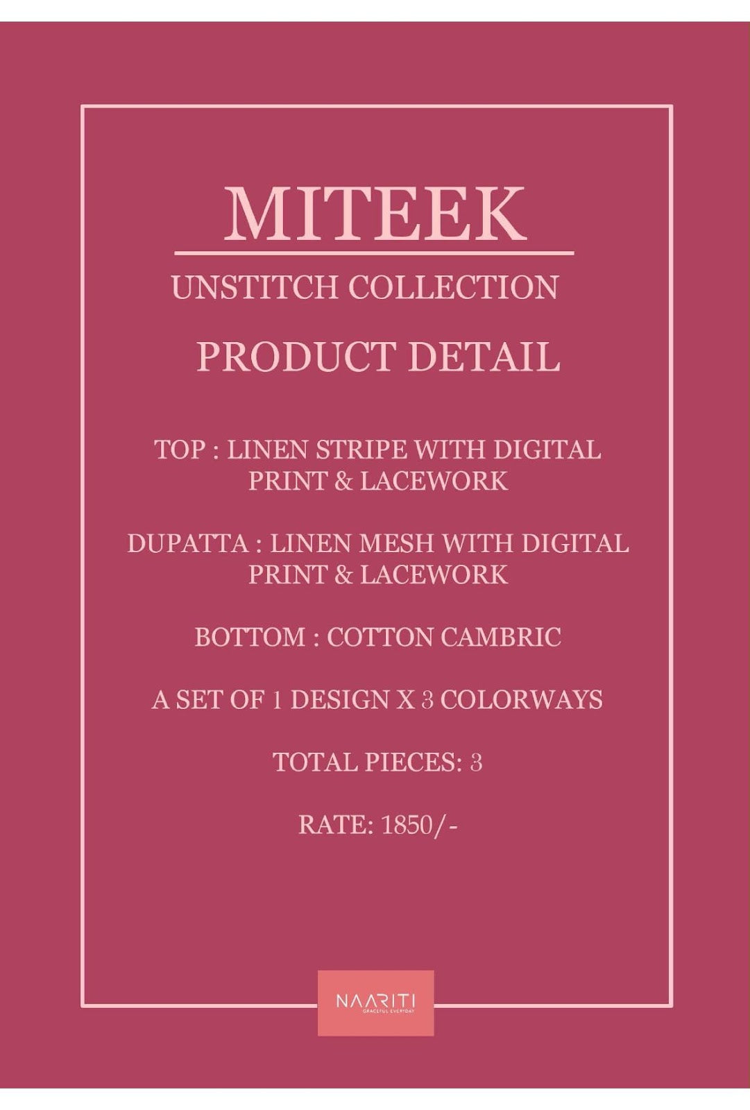 Miteek Naariti Linen Pant Style Suits Wholesaler Gujarat