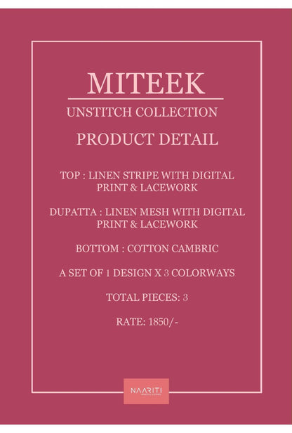 Miteek Naariti Linen Pant Style Suits Wholesaler Gujarat