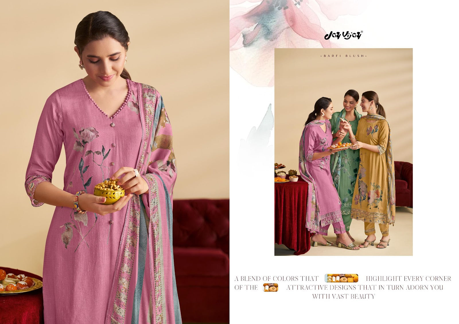 Mithai Jay Vijay Pure Bemberg Pant Style Suits Manufacturer Ahmedabad