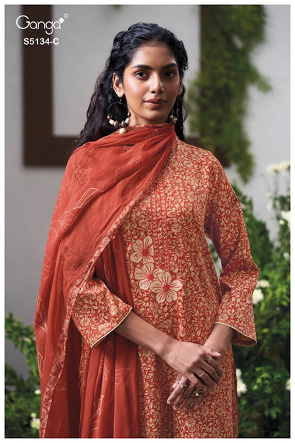 Mithila S5134 Ganga Cotton Satin Pant Style Suits Manufacturer Ahmedabad