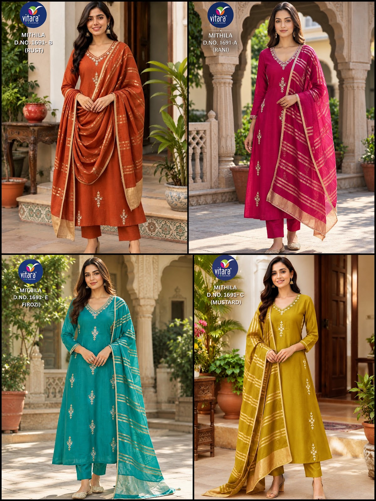 Mithila Vitara Chanderi Readymade Pant Style Suits Wholesale Price