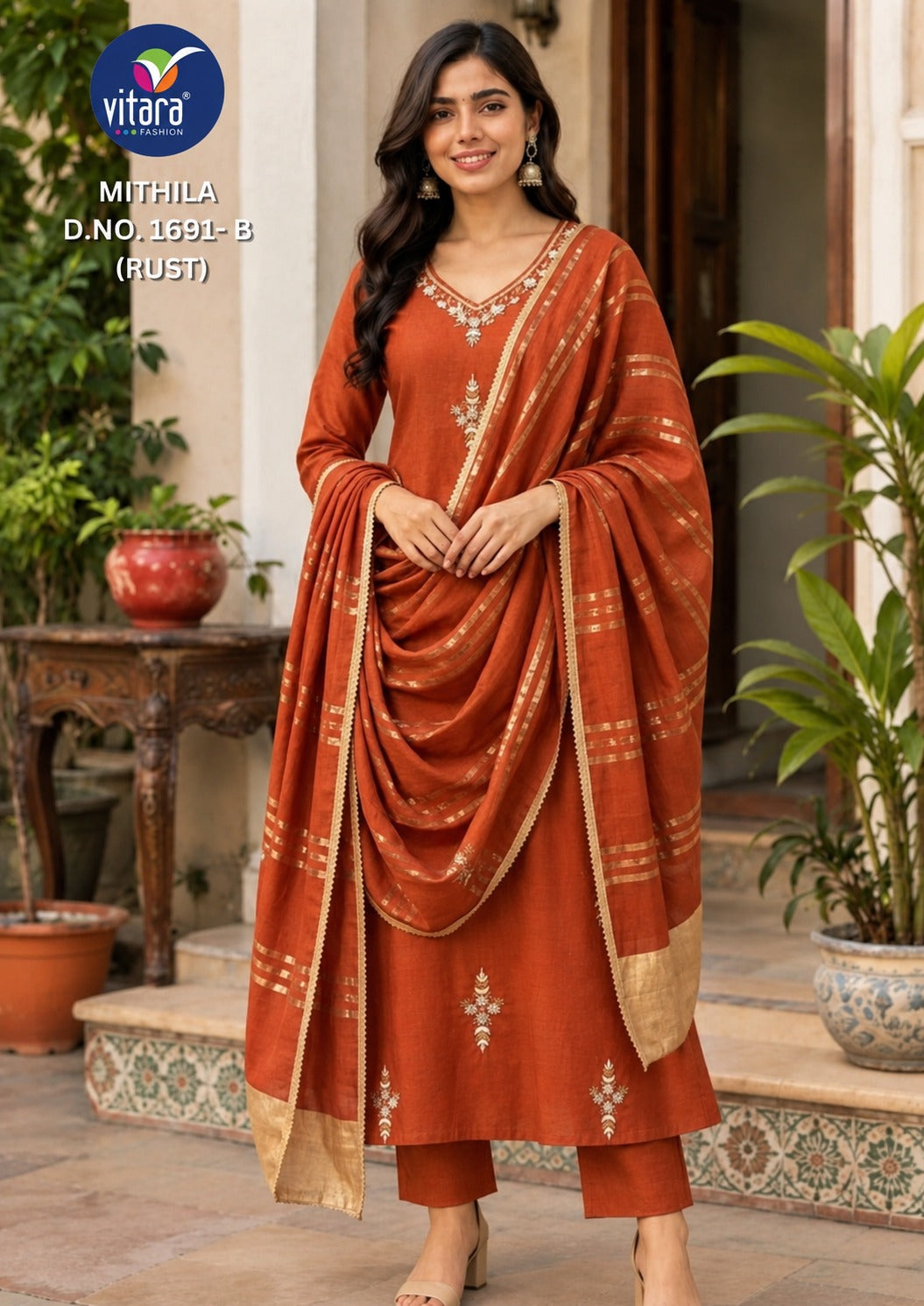 Mithila Vitara Chanderi Readymade Pant Style Suits Wholesale Price