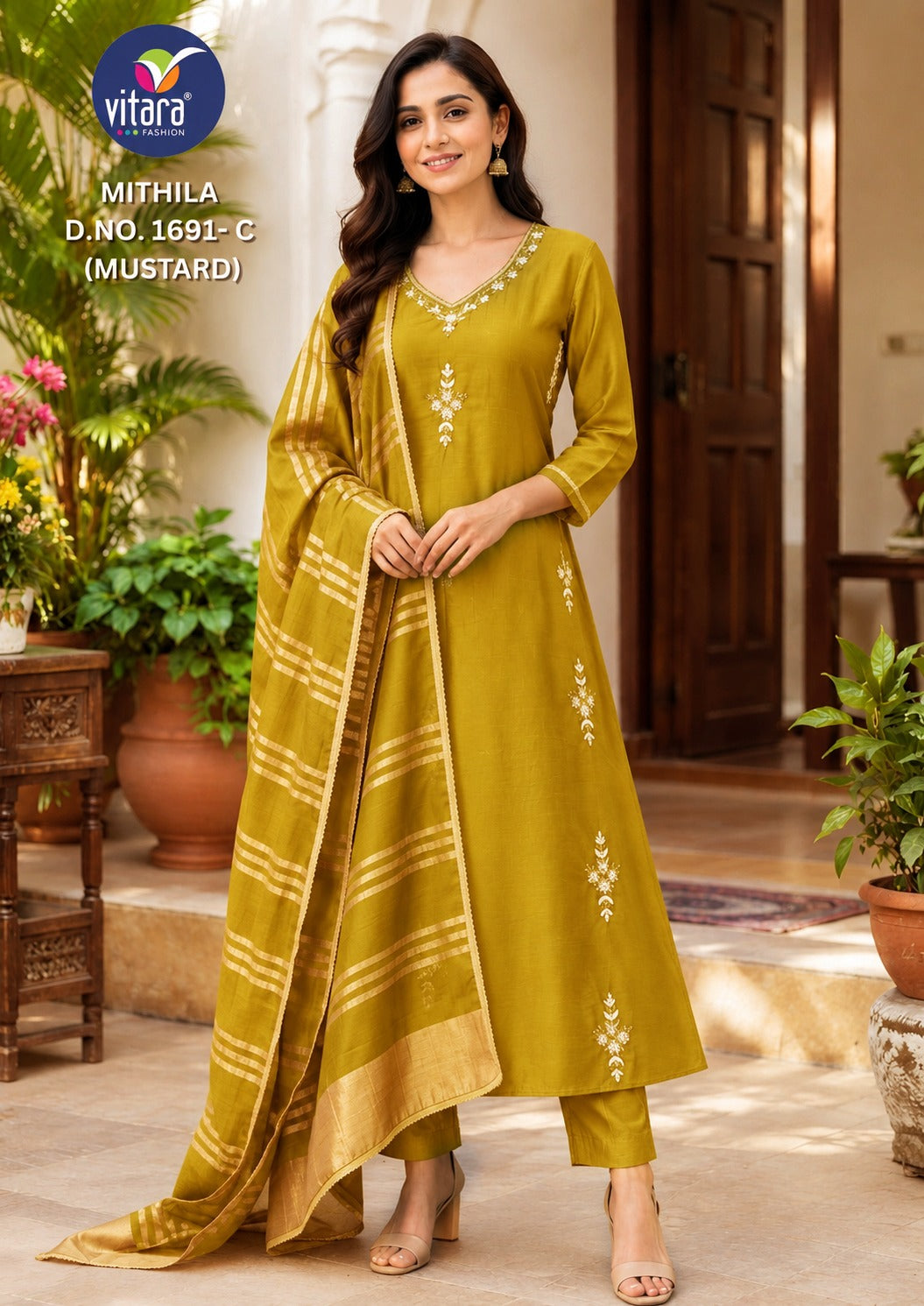 Mithila Vitara Chanderi Readymade Pant Style Suits Wholesale Price