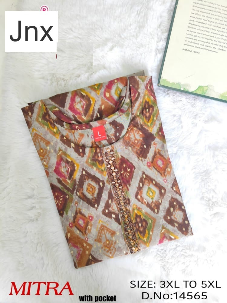 Mitra Jnx Chanderi Modal Plus Size Kurtis Supplier