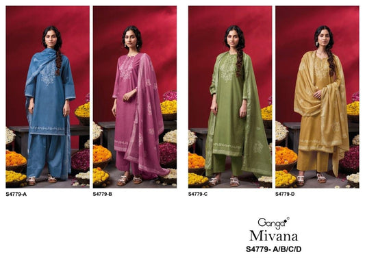 Mivana S4779 Ganga Cotton Plazzo Style Suits Exporter Gujarat