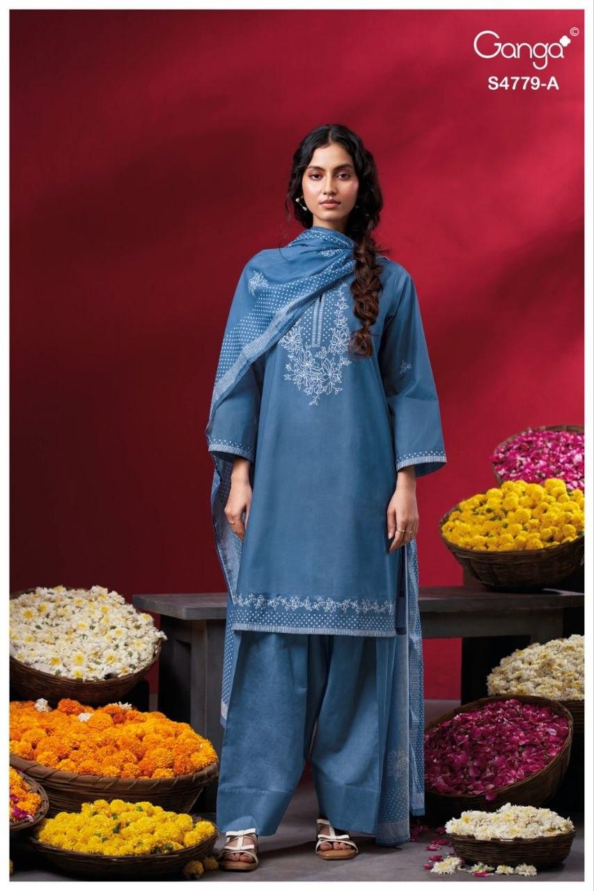 Mivana S4779 Ganga Cotton Plazzo Style Suits Exporter Gujarat