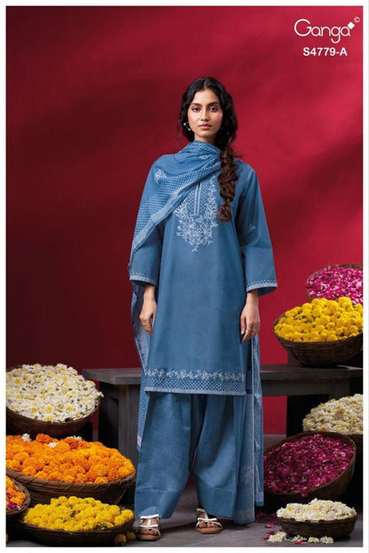 Mivana S4779 Ganga Cotton Plazzo Style Suits Exporter Gujarat