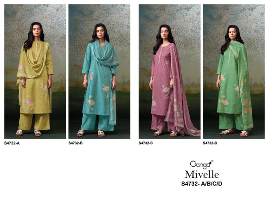 Mivelle S4732 Ganga Cotton Plazzo Style Suits Supplier India