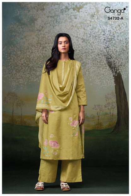 Mivelle S4732 Ganga Cotton Plazzo Style Suits Supplier India