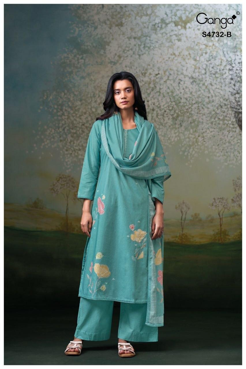 Mivelle S4732 Ganga Cotton Plazzo Style Suits Supplier India