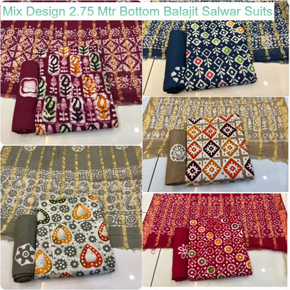 Mix Design 2.75 Mtr Bottom Balajit Cotton Salwar Suits Supplier India