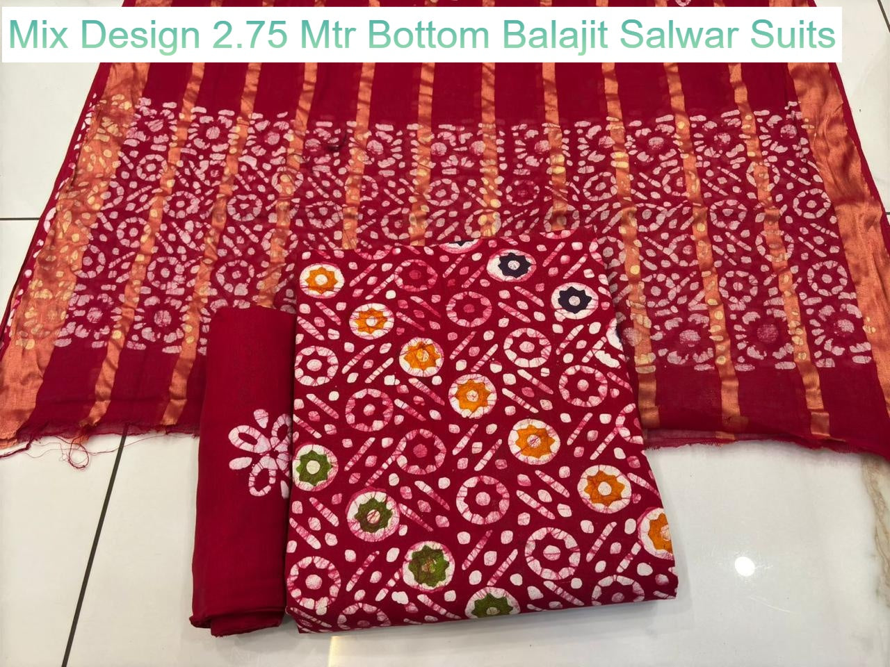 Mix Design 2.75 Mtr Bottom Balajit Cotton Salwar Suits Supplier India