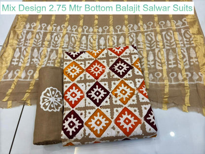 Mix Design 2.75 Mtr Bottom Balajit Cotton Salwar Suits Supplier India