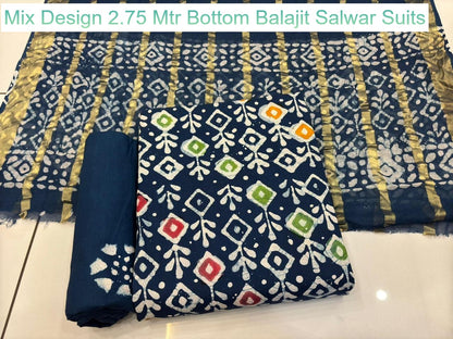 Mix Design 2.75 Mtr Bottom Balajit Cotton Salwar Suits Supplier India