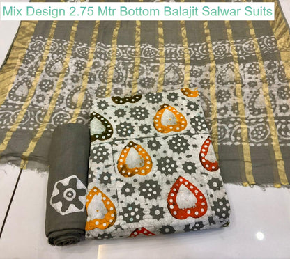 Mix Design 2.75 Mtr Bottom Balajit Cotton Salwar Suits Supplier India