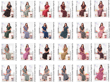 Mix Prints Diamond Queen Night Gowns Wholesale