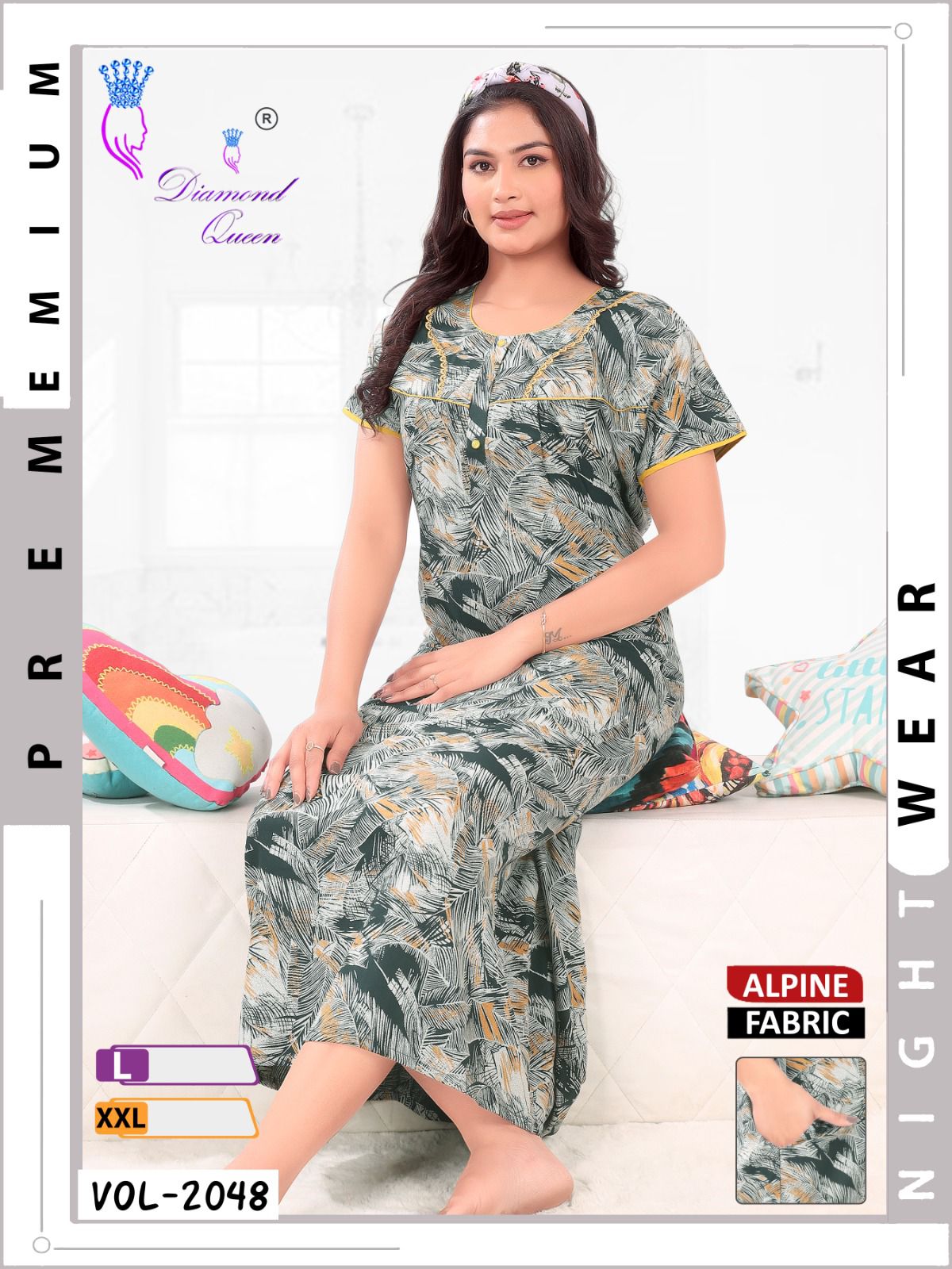 Mix Prints Diamond Queen Night Gowns Wholesale