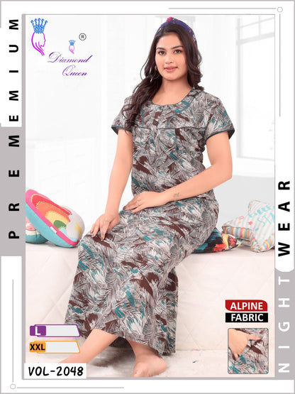 Mix Prints Diamond Queen Night Gowns Wholesale