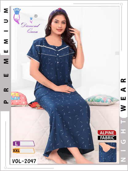 Mix Prints Diamond Queen Night Gowns Wholesale