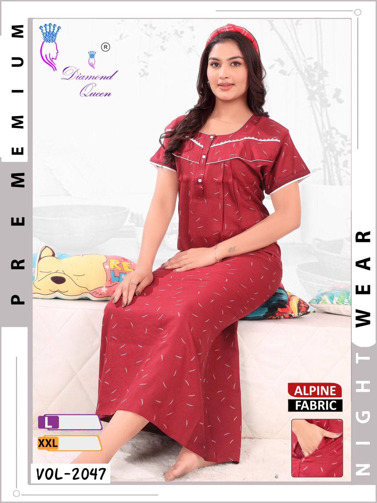 Mix Prints Diamond Queen Night Gowns Wholesale