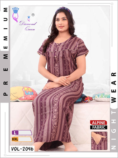 Mix Prints Diamond Queen Night Gowns Wholesale