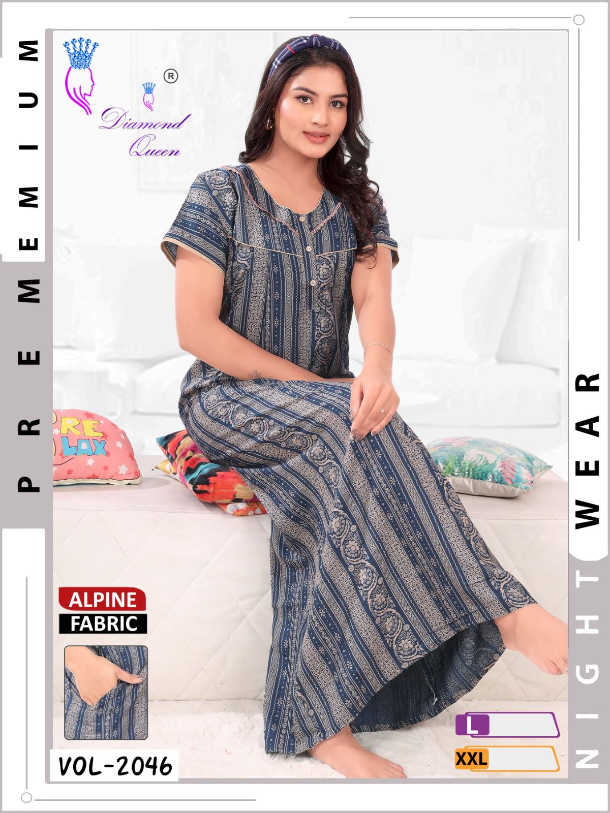 Mix Prints Diamond Queen Night Gowns Wholesale