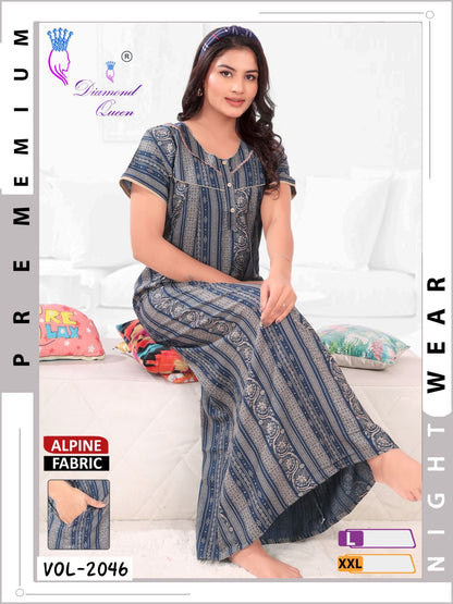 Mix Prints Diamond Queen Night Gowns Wholesale