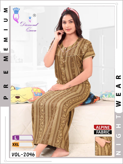 Mix Prints Diamond Queen Night Gowns Wholesale