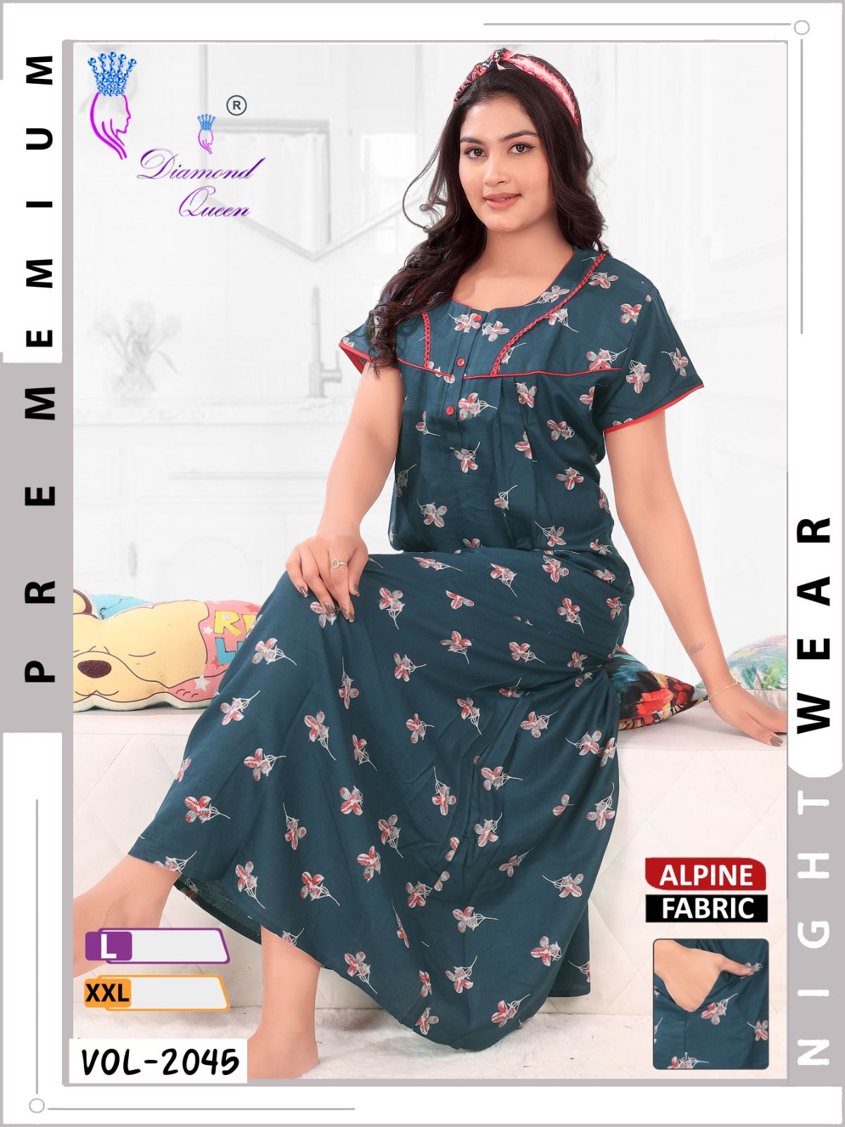 Mix Prints Diamond Queen Night Gowns Wholesale