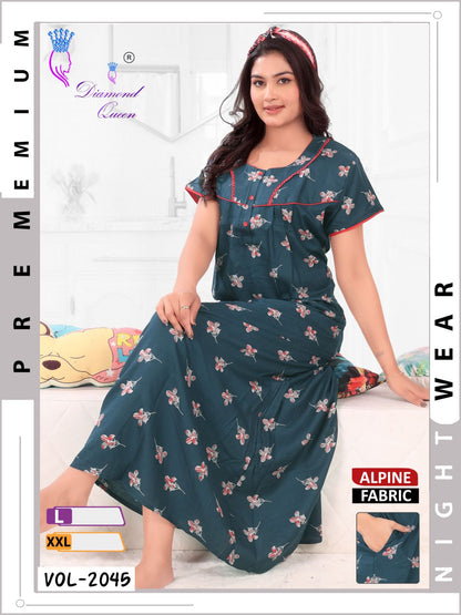 Mix Prints Diamond Queen Night Gowns Wholesale