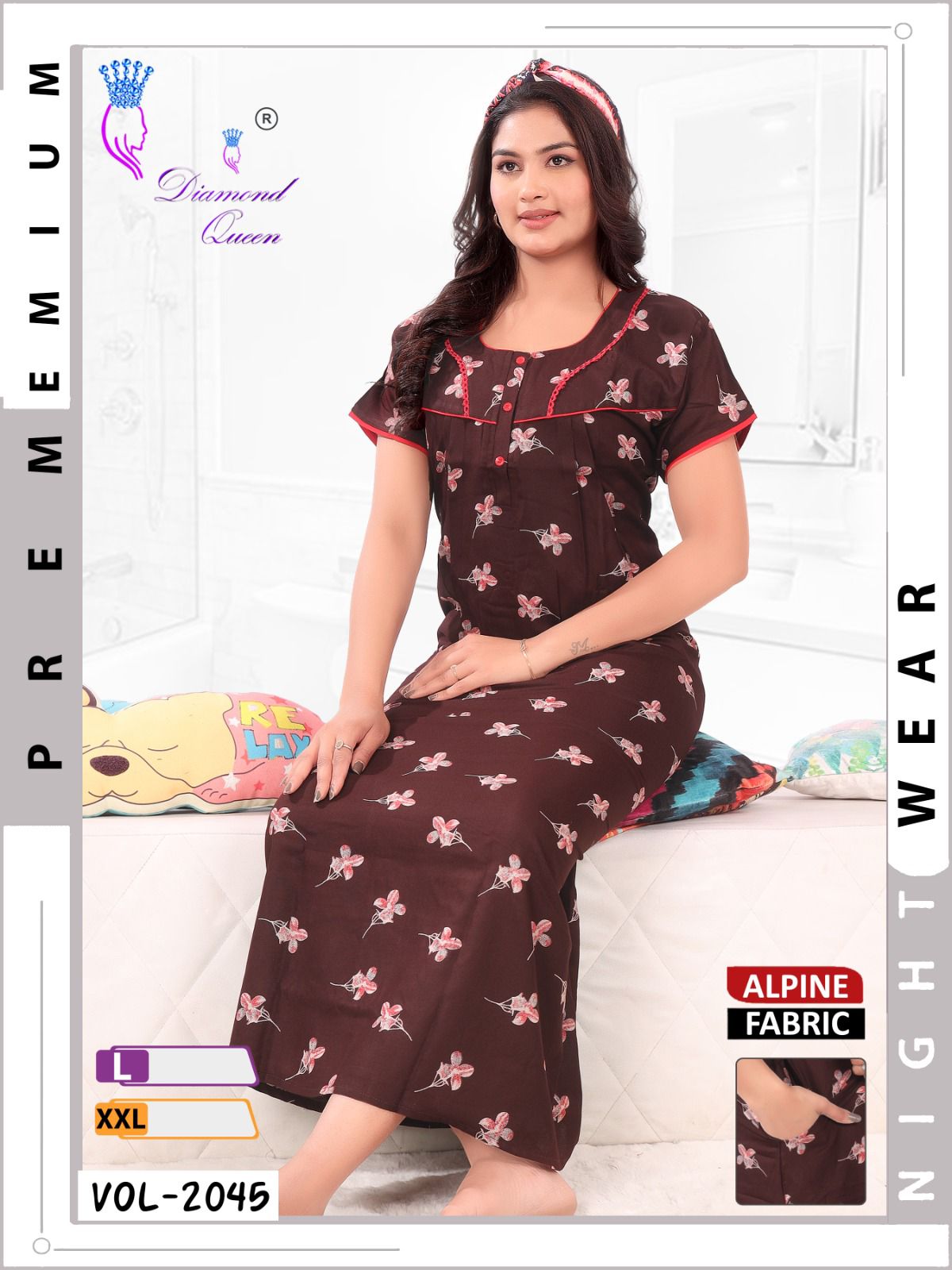 Mix Prints Diamond Queen Night Gowns Wholesale