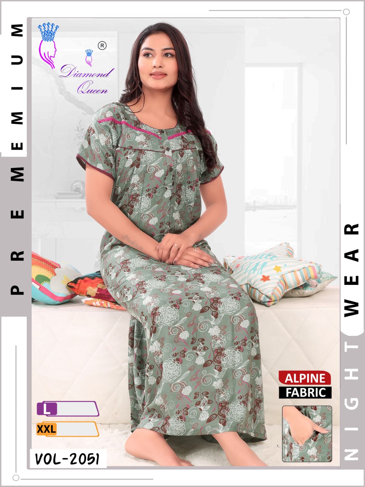 Mix Prints Diamond Queen Night Gowns Wholesale