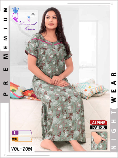 Mix Prints Diamond Queen Night Gowns Wholesale