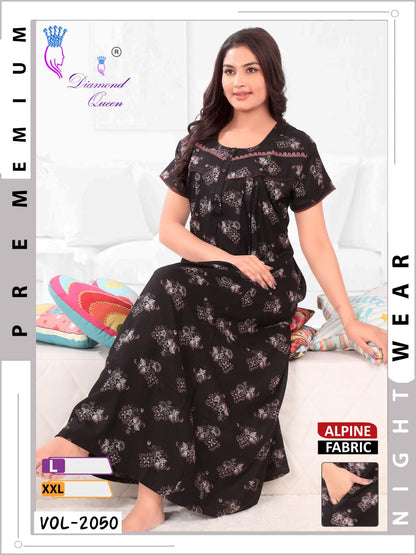 Mix Prints Diamond Queen Night Gowns Wholesale