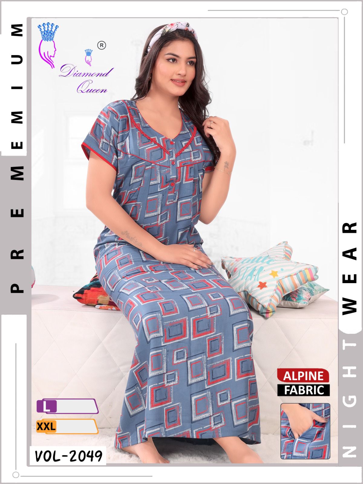 Mix Prints Diamond Queen Night Gowns Wholesale