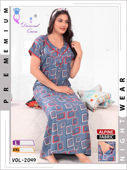 Mix Prints Diamond Queen Night Gowns Wholesale