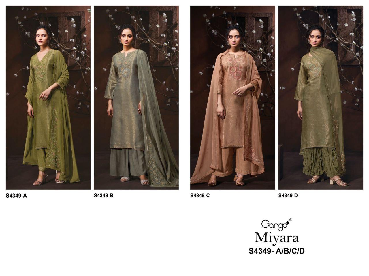 Miyara 4349 Ganga Bemberg Silk Plazzo Style Suits Wholesaler