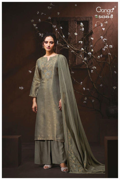 Miyara 4349 Ganga Bemberg Silk Plazzo Style Suits Wholesaler