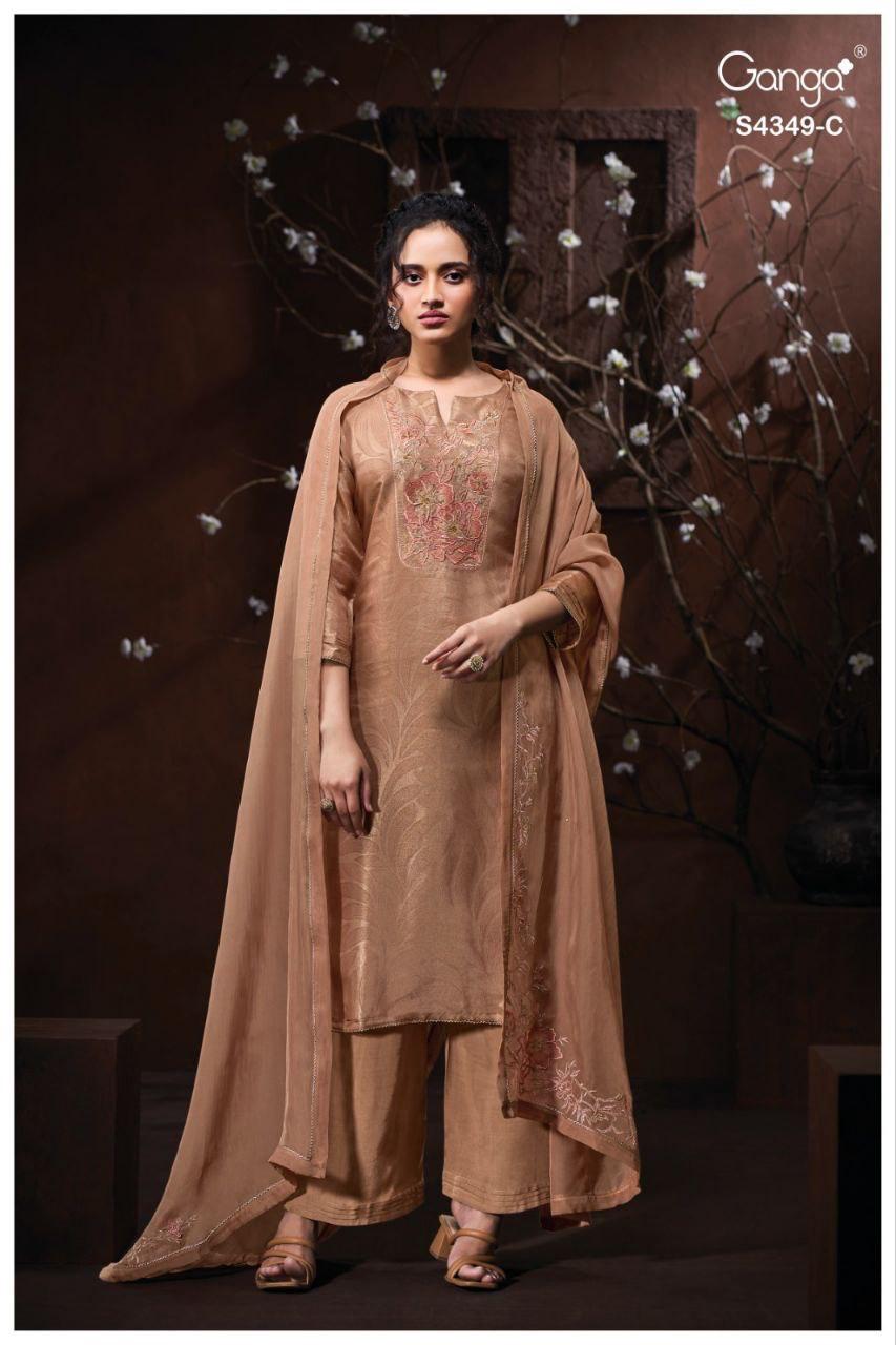 Miyara 4349 Ganga Bemberg Silk Plazzo Style Suits Wholesaler